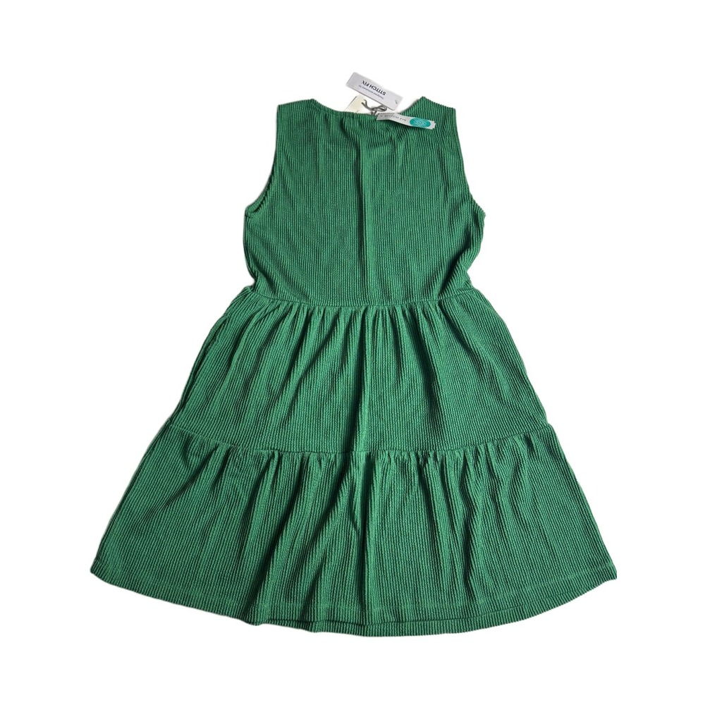 Nine Britton Vivianne Tiered Dress Women's M Green Ribbed Sleeveless Stitch Fix - Picture 2 of 6